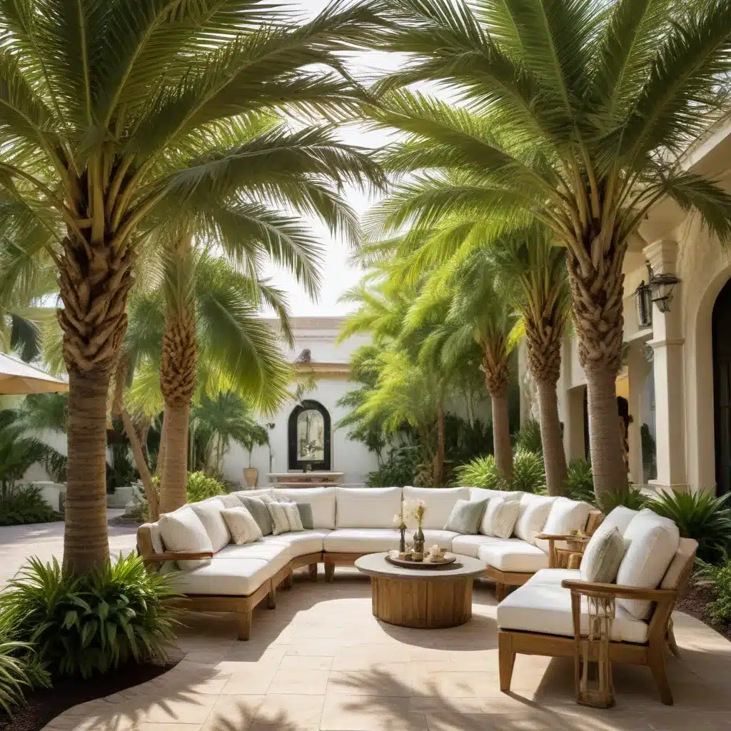 Utilizing palms to create inviting outdoor gathering spaces